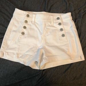 White pull on sailor style jean shorts